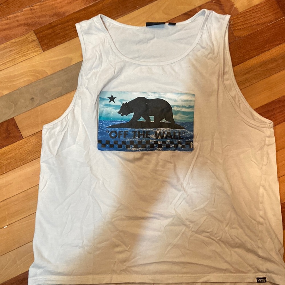 Vans White California Bear Tank Top T-Shirt